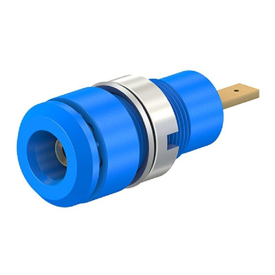 Staubli Blue Female Banana Socket, 2mm Connector, Tab Termination, 10A, 600V, Gold Plating