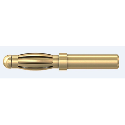 Staubli Male Banana Plug, 25A, Gold, Zinc Plating