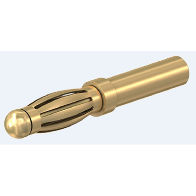 Staubli Male Banana Plug, 25A, Gold, Zinc Plating