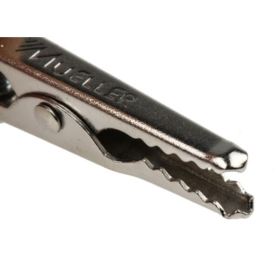 Mueller Electric Crocodile Clip 4 mm Connection, Nickel-Plated Steel Contact, 10A