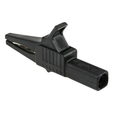 Staubli Crocodile Clip 4 mm Connection, Brass Contact, 32A, Black