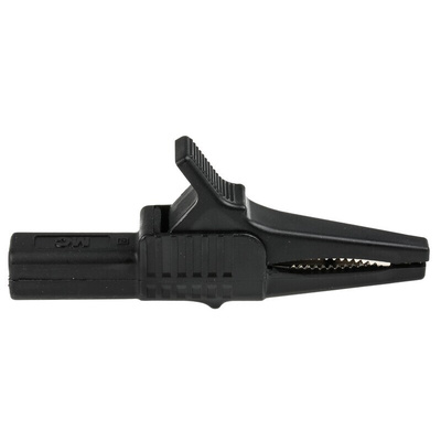 Staubli Crocodile Clip 4 mm Connection, Brass Contact, 32A, Black