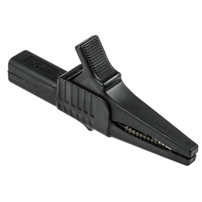 Staubli Crocodile Clip 4 mm Connection, Brass Contact, 32A, Black