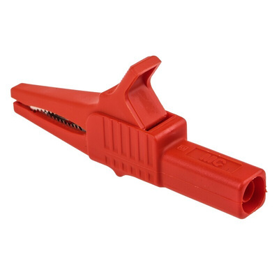 Staubli Crocodile Clip 4 mm Connection, Brass Contact, 32A, Red