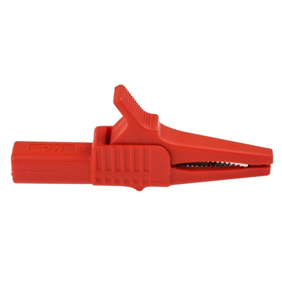 Staubli Crocodile Clip 4 mm Connection, Brass Contact, 32A, Red