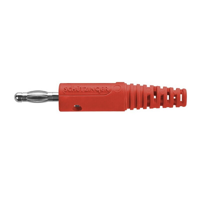 Schutzinger Red Male Banana Plug, 4 mm Connector, Solder Termination, 32A, 33 V ac, 70V dc, Nickel Plating