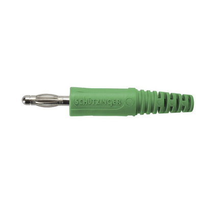 Schutzinger Green Male Banana Plug, 4 mm Connector, Screw Termination, 32A, 33 V ac, 70V dc, Nickel Plating