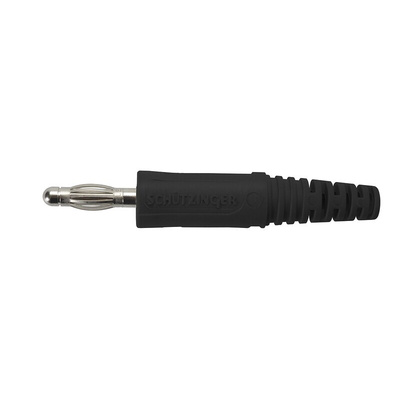 Schutzinger Black Male Banana Plug, 4 mm Connector, Screw Termination, 32A, 33 V ac, 70V dc, Nickel Plating