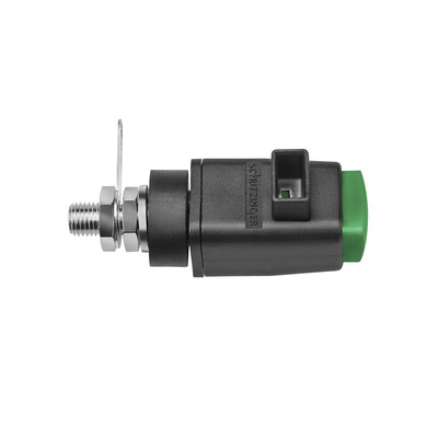 Schutzinger Green Test Terminal, 4 mm Connector, 16A, 300V, Nickel Plating
