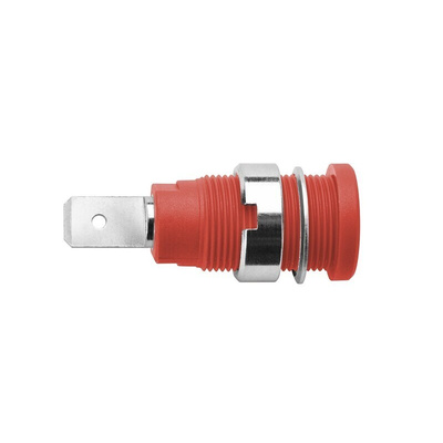 Schutzinger Red Female Banana Socket, 4 mm Connector, 10A, 1000V, Nickel Plating
