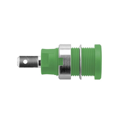 Schutzinger Green Female Banana Socket, 4 mm Connector, 24A, 1000V, Nickel Plating