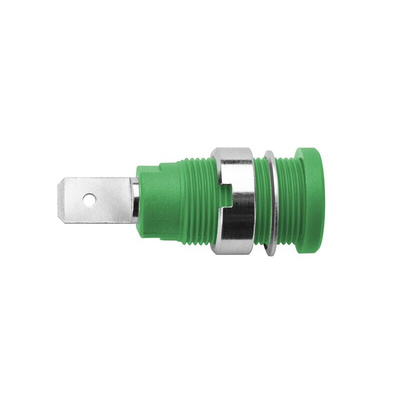Schutzinger Green Female Banana Socket, 4 mm Connector, 24A, 1000V, Nickel Plating