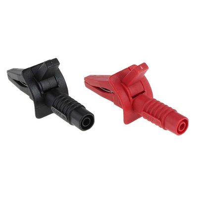 RS PRO Crocodile Clip, 10A, Black, Red