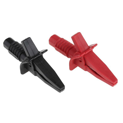 RS PRO Crocodile Clip, 10A, Black, Red