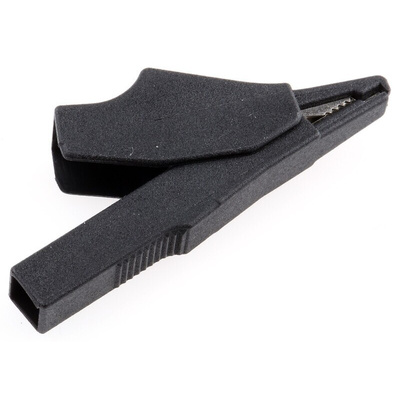 Staubli Crocodile Clip 2 mm Connection, Brass Contact, 10A, Black