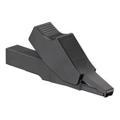 Staubli Crocodile Clip 2 mm Connection, Brass Contact, 10A, Black