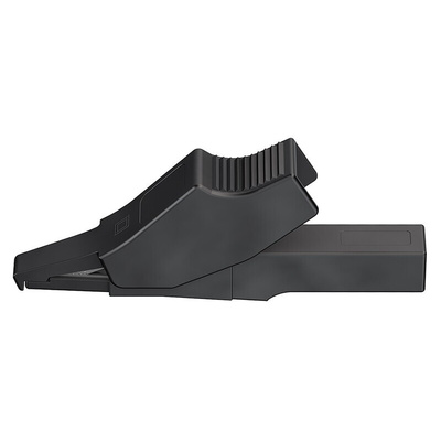 Staubli Crocodile Clip 2 mm Connection, Brass Contact, 10A, Black