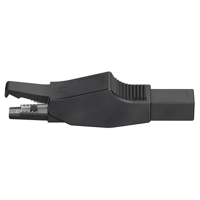 Staubli Crocodile Clip 2 mm Connection, Brass Contact, 10A, Black
