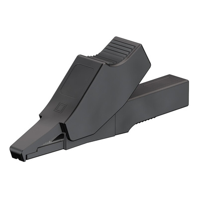 Staubli Crocodile Clip 2 mm Connection, Brass Contact, 10A, Black