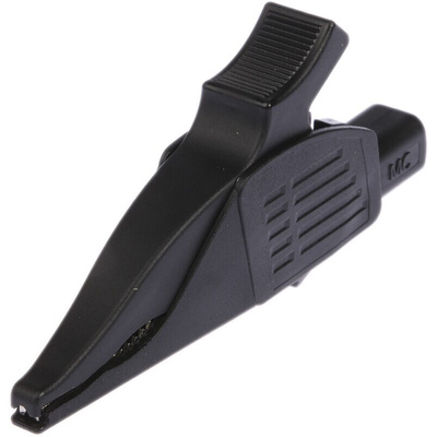 Staubli Crocodile Clip 4 mm Connection, Brass Contact, 32A, Black