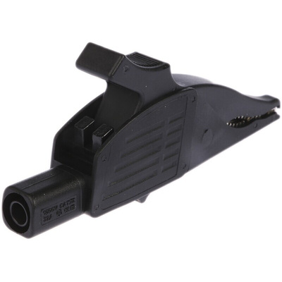 Staubli Crocodile Clip 4 mm Connection, Brass Contact, 32A, Black