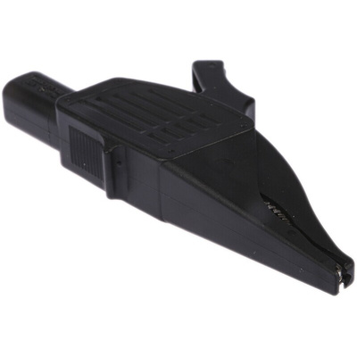 Staubli Crocodile Clip 4 mm Connection, Brass Contact, 32A, Black