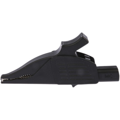 Staubli Crocodile Clip 4 mm Connection, Brass Contact, 32A, Black