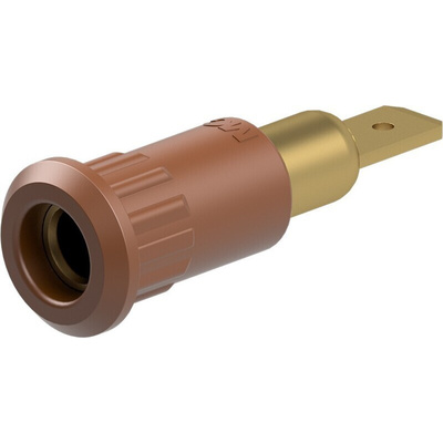 Staubli Brown Socket Test Socket, Tab Termination, 25A, 30V ac, Gold Plating