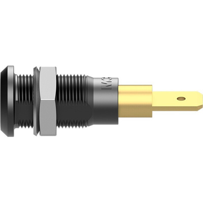 Staubli Black Socket Test Socket, Tab Termination, 25A, 30V ac, Gold Plating