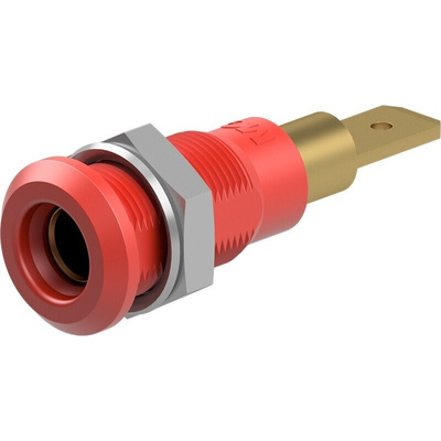 Staubli Red Socket Test Socket, Tab Termination, 25A, 30V ac, Gold Plating