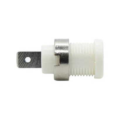 Mueller Electric White Plug Banana Connectors, 4 mm Connector, Solder Lug Termination, 35A, 1kV, Nickel Plating