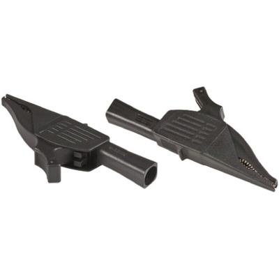 Staubli Crocodile Clip 4 mm Connection, Brass Contact, 19A, Black