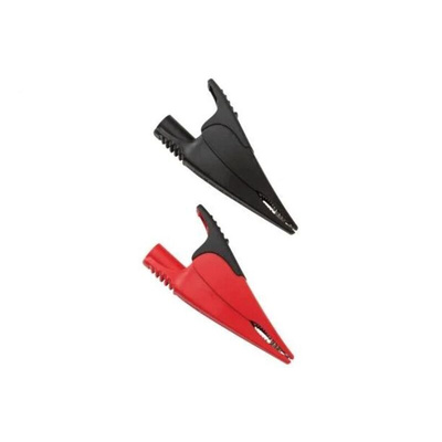 Fluke Crocodile Clip Alligator Clip Connection, Nickel-Plated Steel Contact, 10A, Black, Red