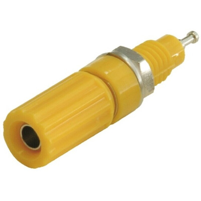 Sato Parts Yellow Female Binding Post, 4 mm Connector, Solder Termination, 10A, 125V