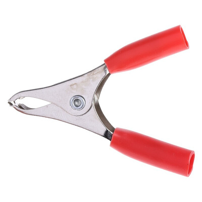 Mueller Electric Crocodile Clip, Nickel-Plated Steel Contact, Red
