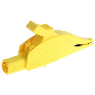 Staubli Crocodile Clip 4 mm Connection, Brass Contact, 32A, Yellow