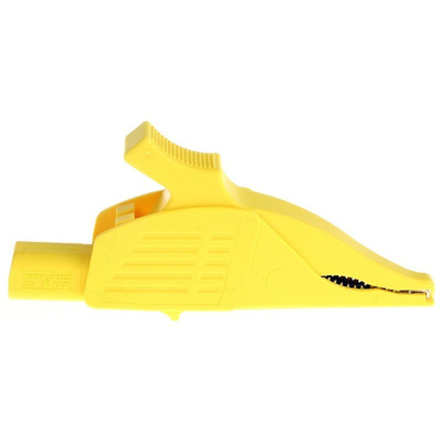 Staubli Crocodile Clip 4 mm Connection, Brass Contact, 32A, Yellow