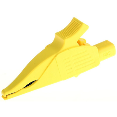Staubli Crocodile Clip 4 mm Connection, Brass Contact, 32A, Yellow