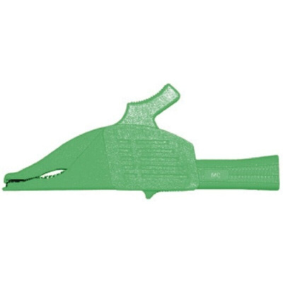 Staubli Crocodile Clip 4 mm Connection, Brass Contact, 32A, Green