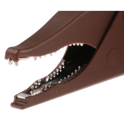 Staubli Crocodile Clip 4 mm Connection, Brass Contact, 32A, Brown