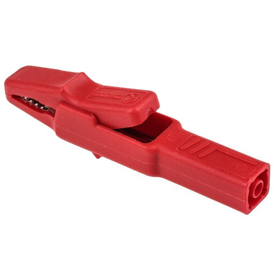 Hirschmann Test & Measurement Crocodile Clip 4 mm Connection, Brass Contact, 25A, Red