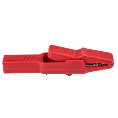 Hirschmann Test & Measurement Crocodile Clip 4 mm Connection, Brass Contact, 25A, Red