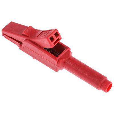 Hirschmann Test & Measurement Crocodile Clip 4 mm Connection, Bronze Contact, 15A, Red