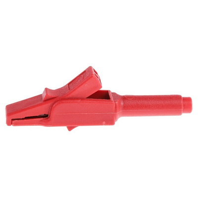 Hirschmann Test & Measurement Crocodile Clip 4 mm Connection, Bronze Contact, 15A, Red