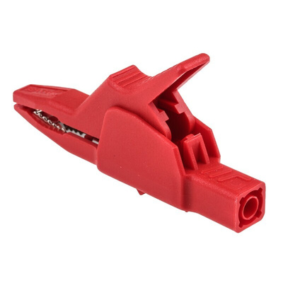 Hirschmann Test & Measurement Crocodile Clip 4 mm Connection, Brass Contact, 32A, Red