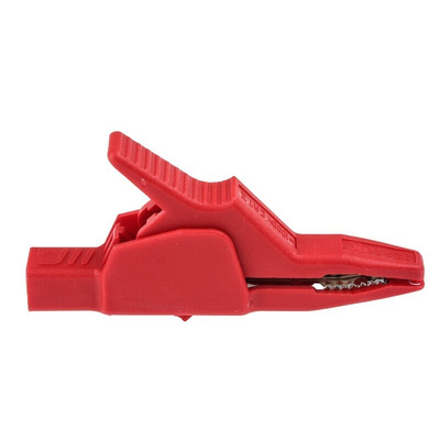 Hirschmann Test & Measurement Crocodile Clip 4 mm Connection, Brass Contact, 32A, Red