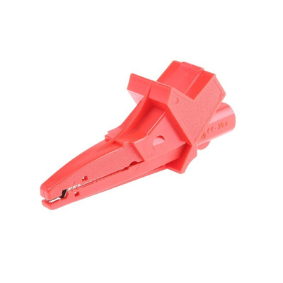 Schutzinger Crocodile Clip 4 mm Connection, Nickel-Plated Contact, 20A, Red