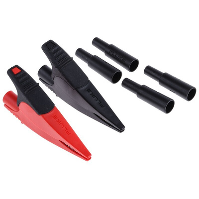 Fluke Crocodile Clip, Nickel-Plated Steel Contact, 10A, Black, Red