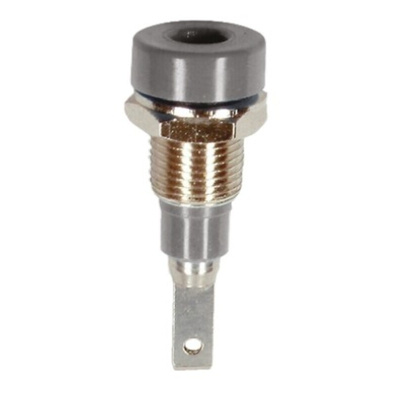 Staubli Grey Female Banana Socket, 2mm Connector, Tab Termination, 10A, 30 V, 60V dc, Silver Plating