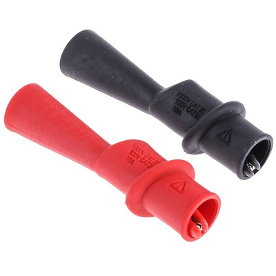 Fluke Crocodile Clip Alligator Clip Connection, Nickel-Plated Steel Contact, 10A, Black, Red